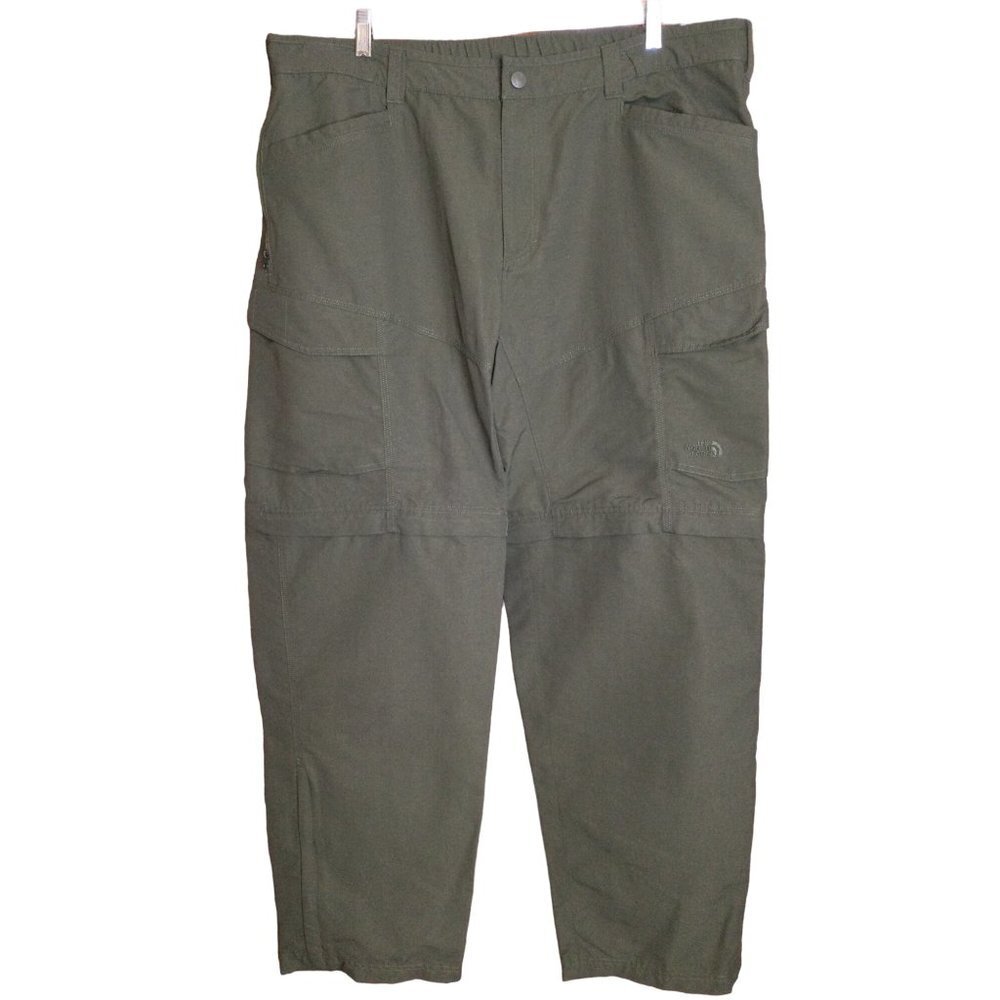 The North Face Men's Flat Front Convertible Pants Cargo Pockets Green Size XXL